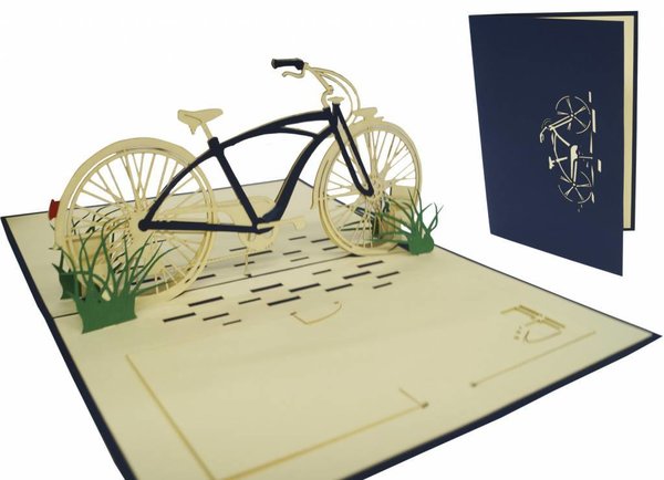 Pop Up 3D Karte, Geburtstagskarten, Glückwunsch karte, Fahrrad
