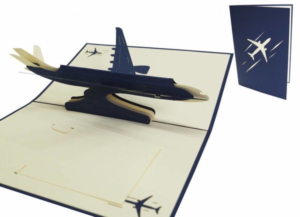 Pop Up 3D Karte, Geburtstagskarten,Glückwunsch karte, Reisegutschein, Passagierflugzeug, N147