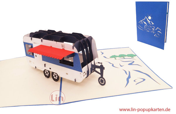 Pop Up Karte Wohnwagen Wohnmobil, 3D Grußkarten Ruhestandskarte, Abschiedskarte, Glückwunschkarte