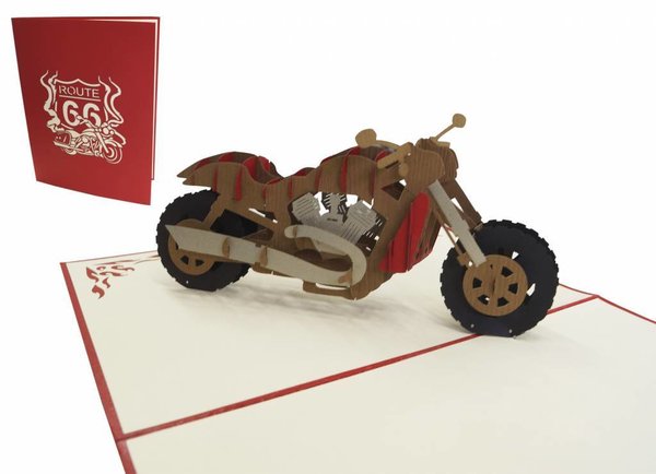Pop Up 3D Karte, Geburtstagskarten, Glückwunsch karte, Biker Motorrad, N160