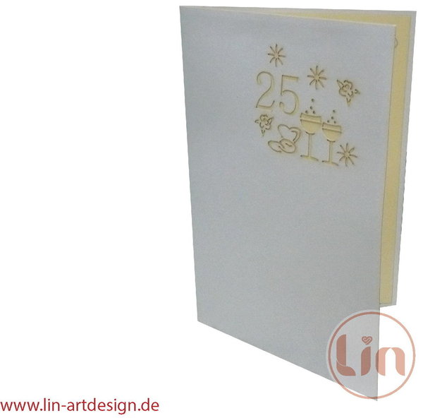 Pop Up 3D Karte, Hochzeitskarte, Hochzeitseinladung, Silberhochzeit, N211