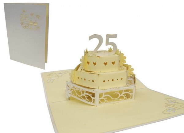 Pop Up 3D Karte, Hochzeitskarte, Hochzeitseinladung, Silberhochzeit, N211
