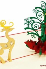 Pop Up 3D Karte, Weihnachtskarte, Glückwunschkarte, Tannenbaum mit Rentier, N451