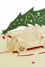 Pop Up 3D Karte, Weihnachtskarte, Glückwunschkarte, Auto Tannenbaum, N413
