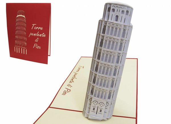Pop Up 3D Karte, Glückwunschkarte, Reisegutschein, Schiefer Turm von Pisa, N201