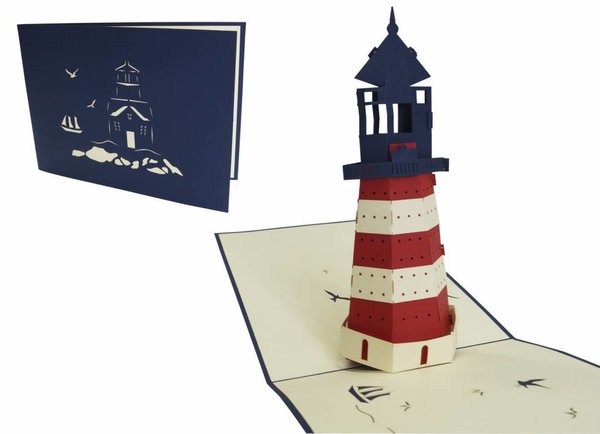 Pop Up 3D Karte, Geburtstagskarte, Glückwunsch karte, Gutschein, Leuchtturm, N119