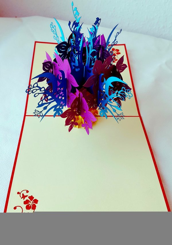 Pop Up 3D Karte, Geburtstagskarte, Glückwunschkarte Muttertag, Blumenstrauß, N40